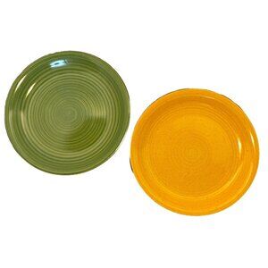 Gibson Home Color Vibes Dinner Plates Set of 2 Hand Painted Swirl 10.5"